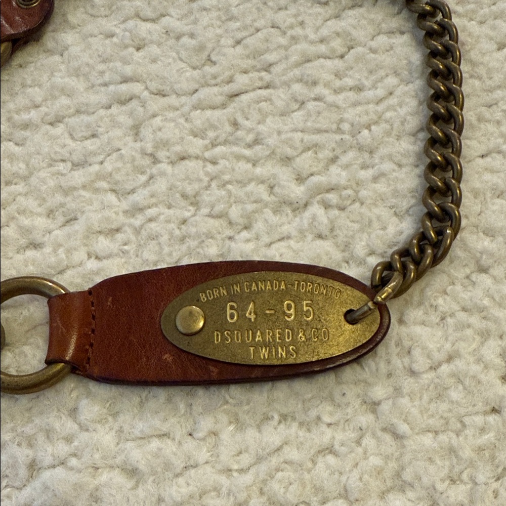 DSQUARED Brass and Leather Chain for jeans - Picture 2 of 4